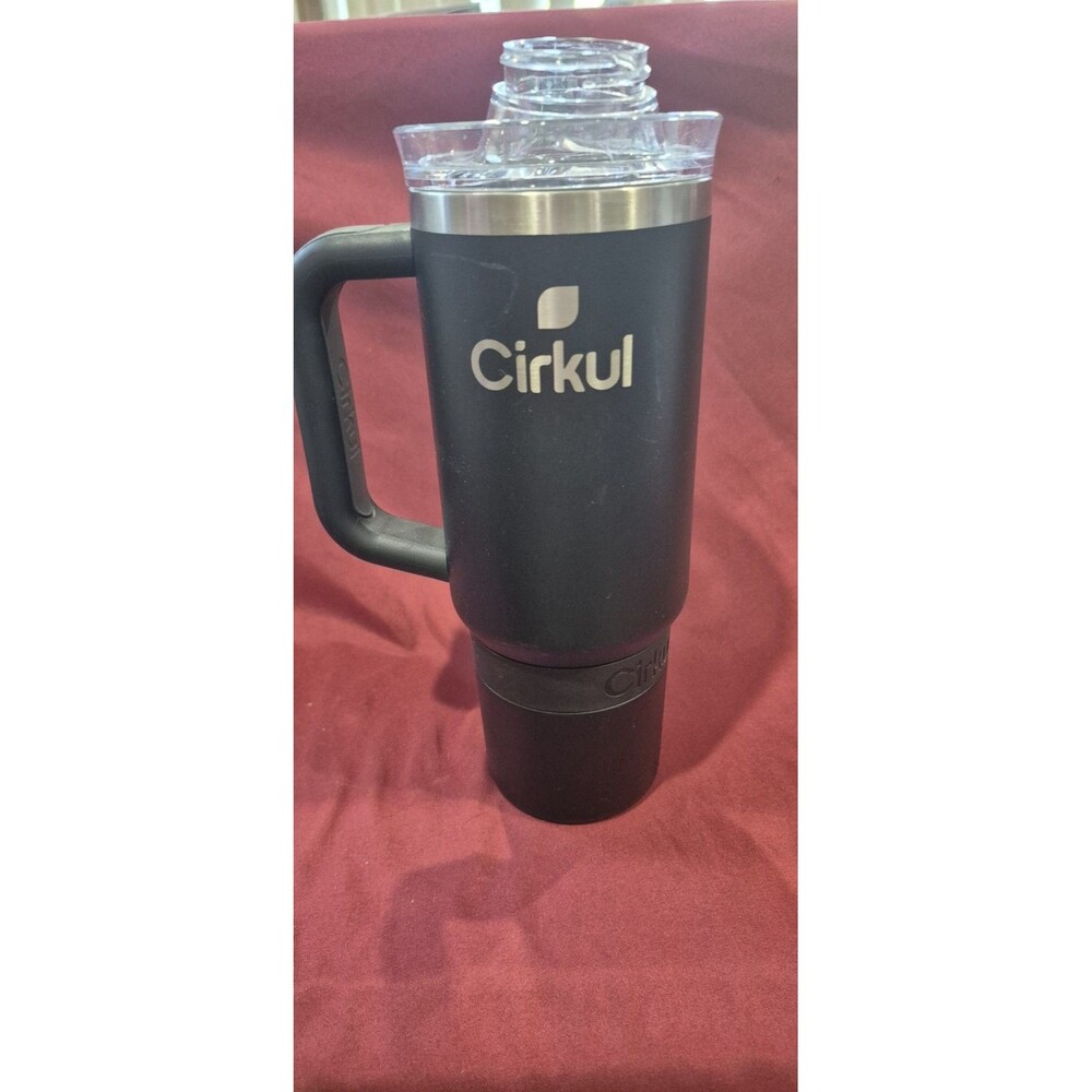 Cirkul 30oz Travel StrawSip Tumbler Stainless Steel Handle Carbonite Black EUC